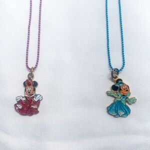 2 PC Minnie Mouse Princess Youth Necklaces Disney Aurora Cinderella Rhinestones